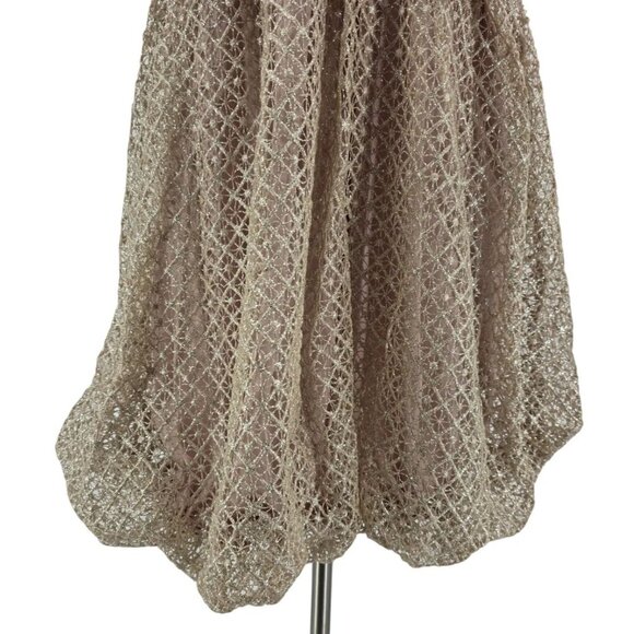 NEW Storia Womens Small Dress Glitter Bow Champagne Mini Bubble Dress Party - Picture 7 of 13